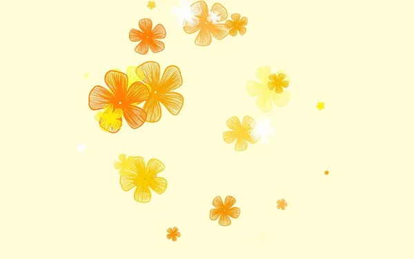 Light Orange Vector Abstract Backdrop Flowers Elegant Bright Illustration Flowers — Stock Vector