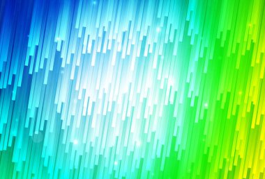 Açık mavi, parlak çizgili yeşil vektör arkaplan. Renkli çubuklarla, soyut çizimler. Reklamınız, posteriniz, afişiniz için en iyi tasarım.