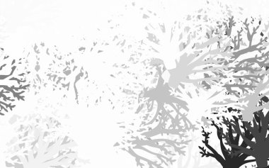 Hafif Gri vektör yapraklı, dallı şablon çizer. Origami tarzında yaprak ve dalların karalama çizimi. Duvar kağıdı tasarımınız için yeni bir doku.