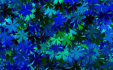 Koyu mavi, çiçekli yeşil vektör soyut arka plan. Beyaz arka planda çiçeklerin dekoratif tasarımı. Duvar kağıtları, boyama kitapları için desen.