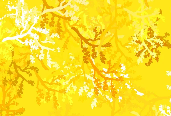 노란색 추상적 패턴에 쿠라가 있습니다 추상적 나뭇잎 가지로 나누어 설명하 — 스톡 벡터