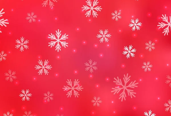 Light Red Vector Background Xmas Snowflakes Stars Gradient Colorful Illustration — Stock Vector