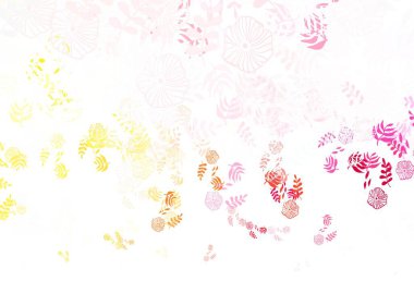 Açık kırmızı, yapraklı sarı vektör soyut tasarımı. Yapraklı karalama tarzında yeni renkli çizimler. Cep telefonlarının geçmişleri için şablon.