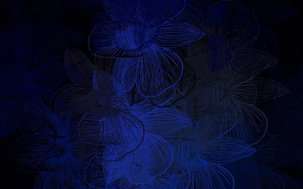 Dark Pink Blue Vector Natural Artwork Flowers Glitter Abstract Illustration — Stock Vector