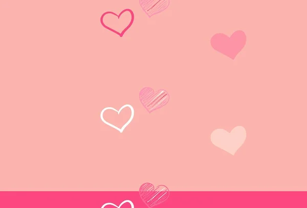 Light Pink Vector Background Shining Hearts Beautiful Abstract Hearts Colorful — Stock Vector