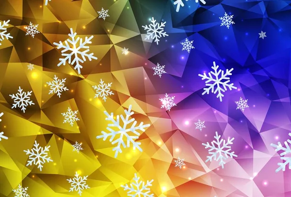 Σκούρο Ροζ Κίτρινο Διάνυσμα Υφή Χρωματιστές Νιφάδες Χιονιού Αστέρια Βαθμιδωτή — Διανυσματικό Αρχείο