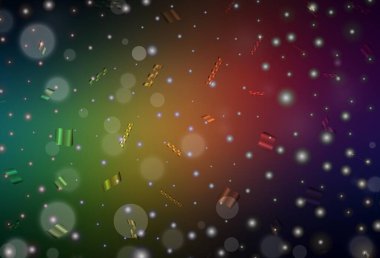 Koyu yeşil, küreli kırmızı vektör deseni. Bulanık yağmur damlaları olan soyut bir çizim. Broşürler, broşürler için temel