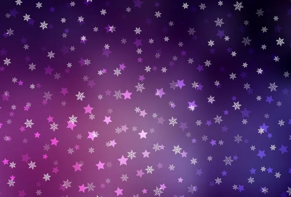 Diseño Vectorial Rosa Oscuro Con Copos Nieve Brillantes Estrellas Copos — Vector de stock