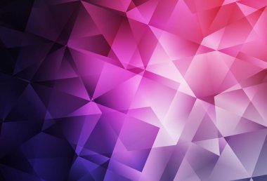 Koyu mor, pembe vektör üçgen mozaik doku. Çokgen soyut çizim ve gradyan. Web siteniz için çokgen tasarım.