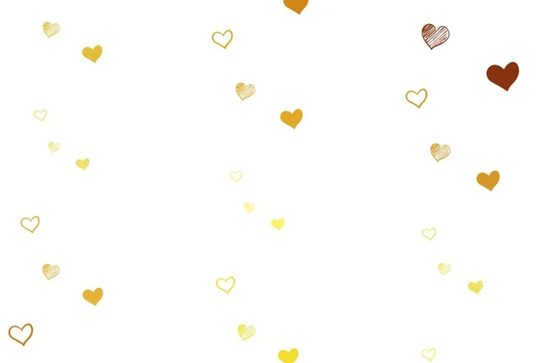 Світло Оранжева Векторна Текстура Прекрасними Серцями Красива Кольорова Ілюстрація Сердечками — стоковий вектор