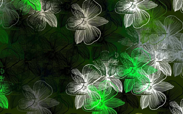Ljusgrön Gul Vektor Naturliga Konstverk Med Blommor Helt Färgad Illustration — Stock vektor