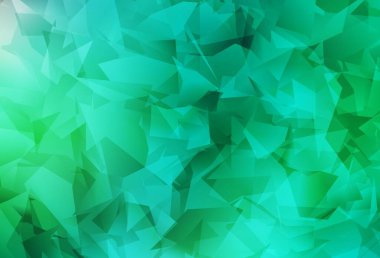 Açık yeşil vektör soyut mozaik arkaplan. Gradyanı olan üçgen geometrik örnek. İşiniz için en iyi üçgen tasarım.