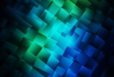 Koyu mavi, yeşil vektör düşük poli düzeni. Çokgen biçiminde, gradyan ile renkli çizimler. İşiniz için en iyi üçgen tasarım.