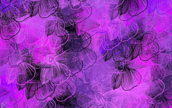 Patrón Garabato Vector Púrpura Oscuro Con Flores Ilustración Colores Brillantes — Vector de stock