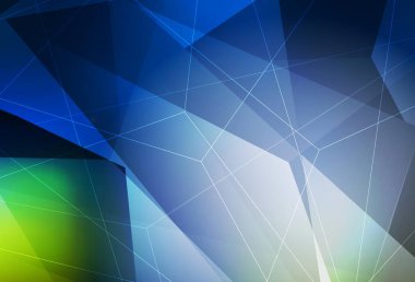 Koyu mavi, çok kenarlı yeşil vektör arkaplan. Üçgenli soyut gradyan çizimi. Web siteniz için basit tasarım.