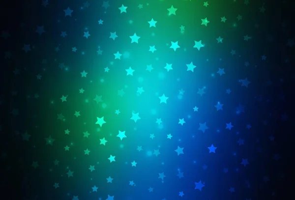 Sötétkék Zöld Vektor Háttér Gyönyörű Hópelyhek Csillagok Csillámló Absztrakt Illusztráció — Stock Vector