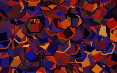 Koyu pembe, altıgen şeklinde sarı vektör şablonu. Bulanık yüzeyde renkli altıgenlerin çizimi. Duvar kağıtlarının dokusu için desen.