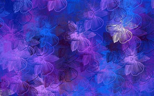 Tmavá Růžová Modrý Vektor Čmáranice Pozadí Květinami Barevná Ilustrace Květinami — Stockový vektor