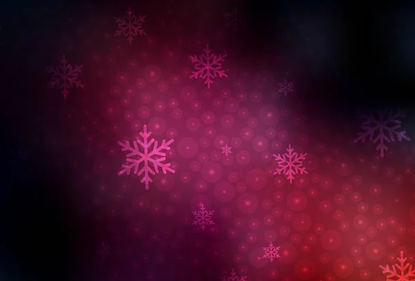 クリスマススタイルのダークピンクベクトルパターン 雪と新年のクリスマスボールとカラフルなイラスト 文法サイトのパターン — ストックベクタ