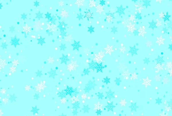 Jasnoniebieski Zielony Wzór Wektora Płatkami Śniegu Błyszcząca Abstrakcyjna Ilustracja Kryształami — Wektor stockowy