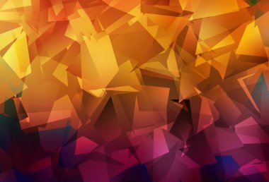 Koyu turuncu vektör üçgen arkaplan. Üçgenlerden oluşan parlayan çokgen çizimler. Web siteniz için yeni bir doku.