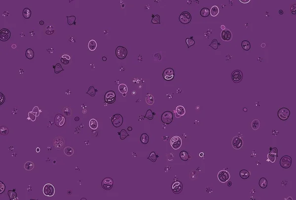Modèle Vectoriel Violet Clair Rose Avec Repas Bio Conception Décorative — Image vectorielle