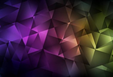 Koyu pembe, sarı vektör eğimli üçgen şablon. Çokgen soyut çizim ve gradyan. İş tasarımınız için yepyeni bir tarz.