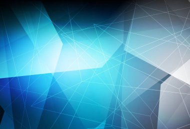 Koyu mavi üçgenli vektör arkaplanı. Soyut arkaplanda renkli eğimli üçgenler. Kartvizitiniz için modern tasarım.