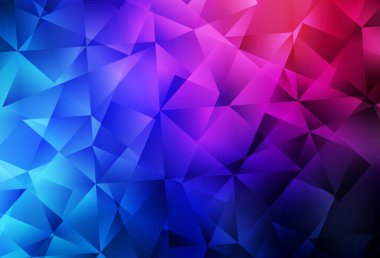 Koyu mavi, kırmızı vektör düşük polimer arka plan. Zarif üçgenleri olan soyut çizimler. Dizaynınız için üçgen desen.