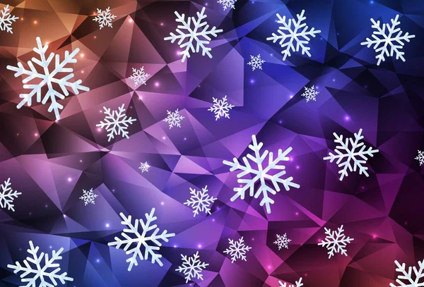 Hellblaues Rotes Vektormuster Mit Weihnachtlichen Schneeflocken Sternen Moderne Geometrisch Abstrakte — Stockvektor
