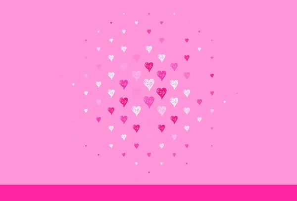 Plantilla Vectorial Light Pink Con Corazones Garabato Ilustración Inteligente Con — Archivo Imágenes Vectoriales