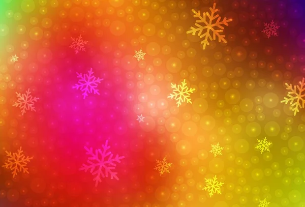 Sötét Multicolor Vektor Háttér Xmas Stílusban Illusztráció Színes Hópelyhekkel Karácsonyi — Stock Vector