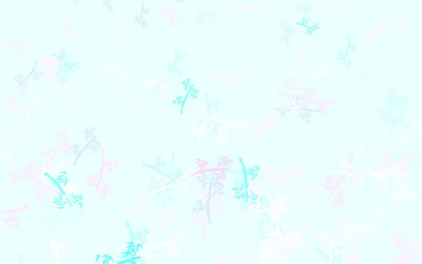 浅粉色 蓝色矢量优雅的模板与分枝 光彩夺目的抽象插图 用树叶和枝条 彩色书的图案 — 图库矢量图片
