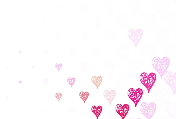 Светло Розовый Желтый Векторный Фон Сердечками Shining Декоративный Дизайн Сердечками — стоковый вектор