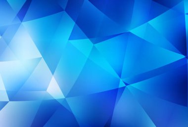 Açık mavi vektör eğimli üçgen desen. Gradyanı olan zarif parlak çokgen çizimi. Pankartın için tamamen yeni bir şablon.