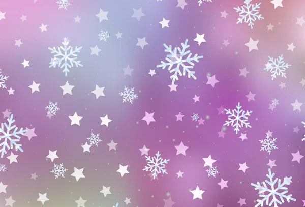 Светло Фиолетовый Розовый Векторный Фон Красивыми Снежинками Звездами Красочный Декоративный — стоковый вектор