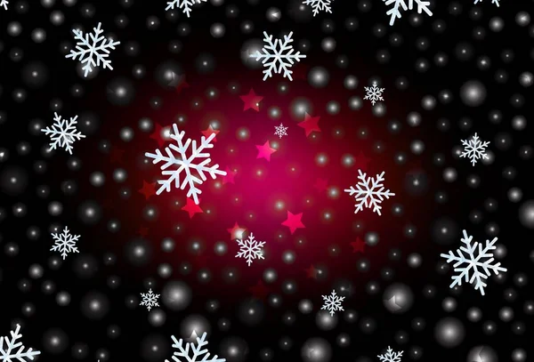 Dark Pink Vector Texture Colored Snowflakes Stars Colorful Decorative Design — Stock Vector