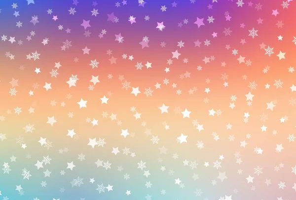 Luz Multicolor Vector Fondo Con Hermosos Copos Nieve Estrellas Diseño — Archivo Imágenes Vectoriales