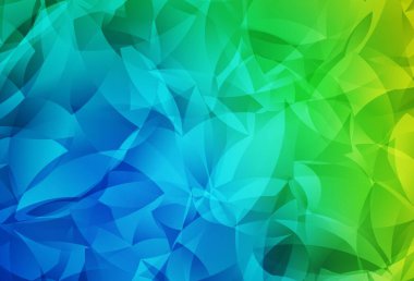 Açık mavi, yeşil vektör çokgen şablonu. Üçgenli parlak renkli çizimler. İşiniz için yepyeni bir tasarım..