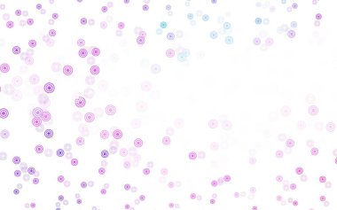 Açık pembe, daire şekilli mavi vektör düzeni. Renkli su damlaları olan modern soyut çizimler. Duvar kağıtlarının dokusu için desen.