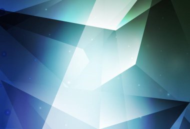 Açık mavi, çokgen şekilli yeşil vektör deseni. Doğa tarzında üçgenleri olan güzel bir çizim. Broşürler, broşürler için desen