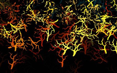 Koyu mavi, sarı vektör doğal desenli yapraklı, dallı. Yapraklı soyut illüstrasyon, karalama tarzı dallar. Web ve broşürler için elle boyanmış tasarım.