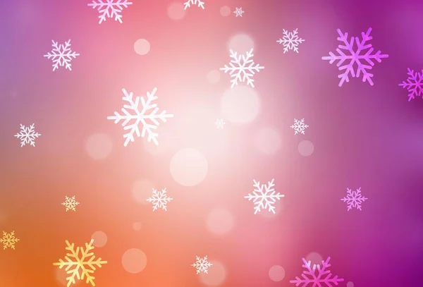 Lichtroze Gele Vectorachtergrond Kerststijl Kleurrijke Illustratie Met Kerstsimbolen Tekens Slim — Stockvector