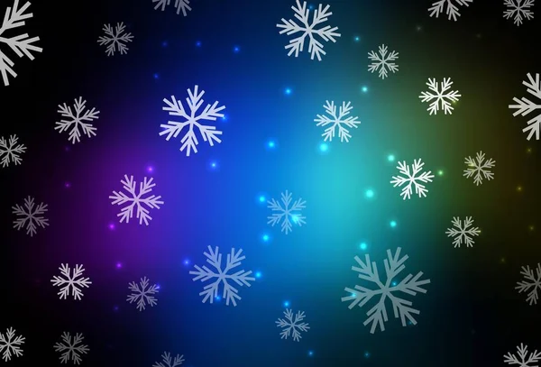Tmavá Vícebarevná Vektorová Textura Barevnými Sněhovými Vločkami Hvězdy Přechod Barevné — Stockový vektor