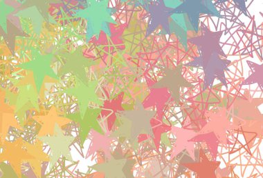 Açık yeşil, güzel yıldızlı kırmızı vektör dokusu. Bulanık arkaplanda gradyanı olan yıldızlar. Reklamınız, posteriniz, afişiniz için en iyi tasarım.