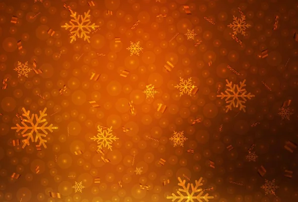 Donker Oranje Vector Lay Out Nieuwjaarsstijl Kleurrijke Illustratie Met Sneeuw — Stockvector