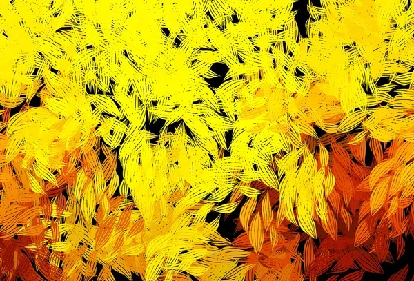 Koyu sarı vektör arka planı yapraklarla karalıyor. Yapraklarla karalama tarzında renkli çizimler. Web sitesi yöneticileri ve tasarımları için desen.