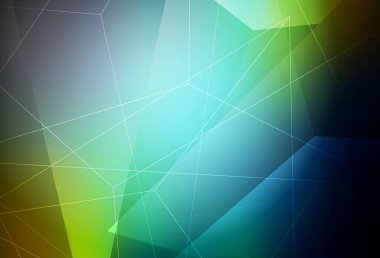 Koyu mavi, çokgen şekilli sarı vektör deseni. Üçgenli soyut gradyan çizimi. Broşürler, broşürler için desen