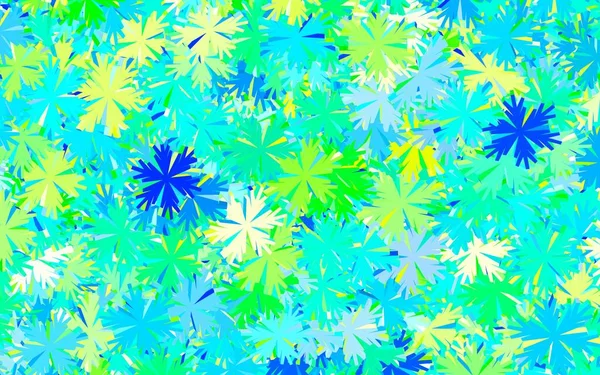 Azul Claro Padrão Doodle Vetor Verde Com Árvores Galhos Flores — Vetor de Stock