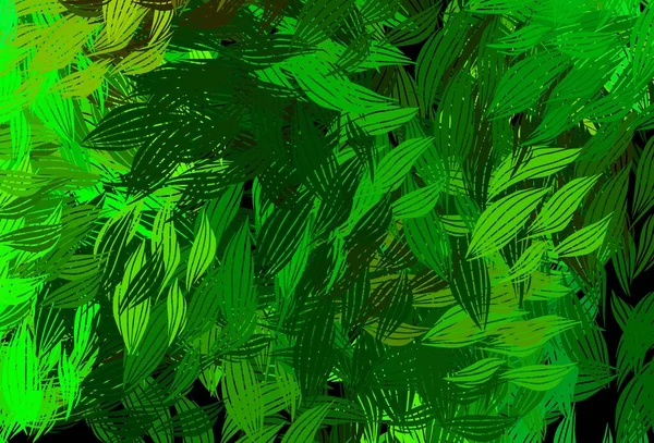 Vert Foncé Agencement Vectoriel Jaune Doodle Avec Feuilles Illustration Colorée — Image vectorielle